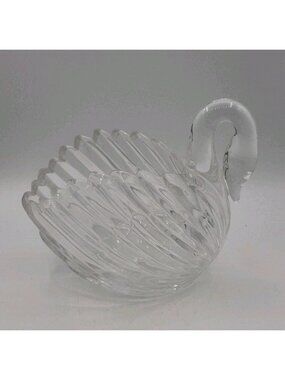 Vintage Gloria Vanderbilt 24% Lead Crystal Swan Candy Dish Vase West Germany